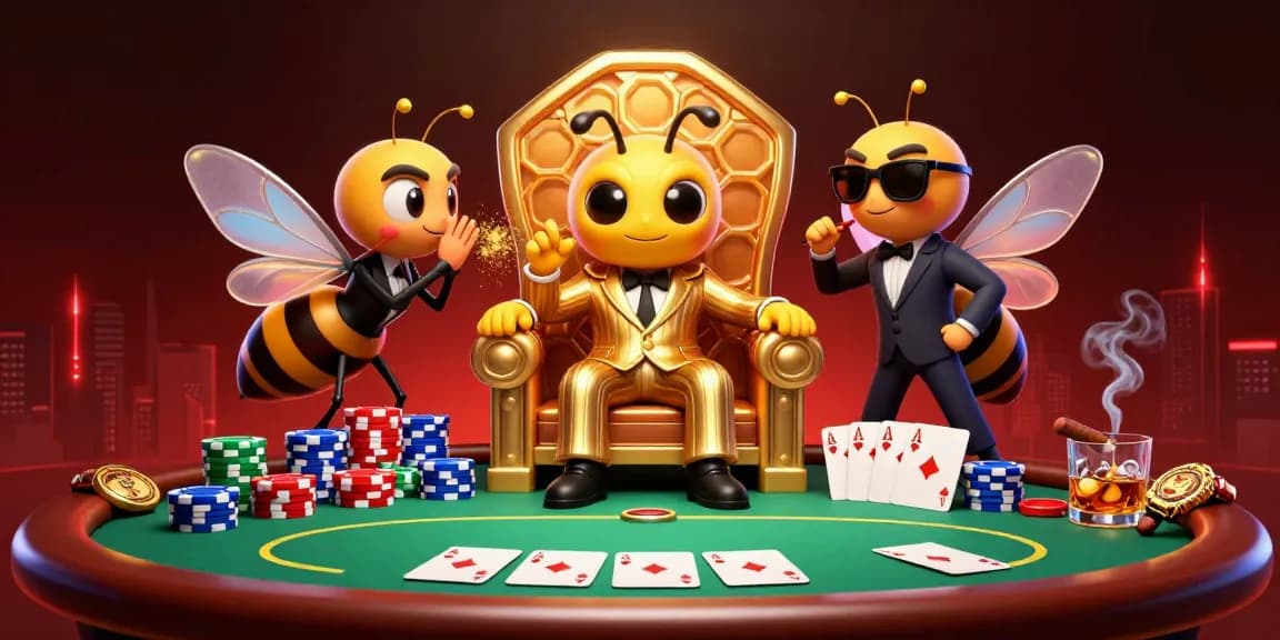 Memenangkan permainan di winsortoto dengan bumblebee bos mob dan wasp bodyguards dalam suasana kasino.