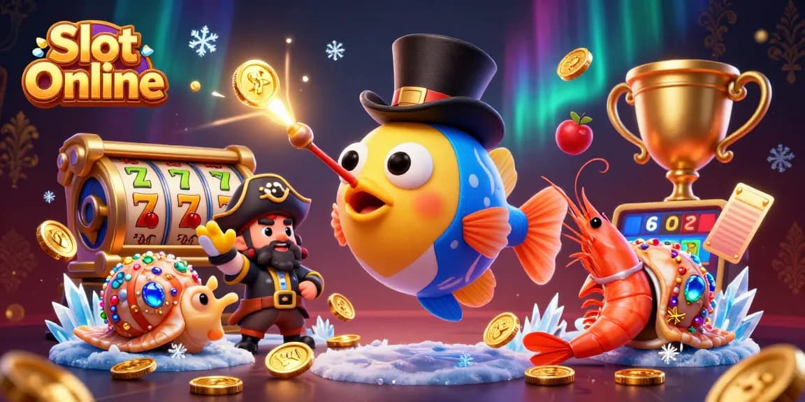 Enjoy the excitement of Slot Online with a vibrant casino scene full of dynamic elements and engaging characters.