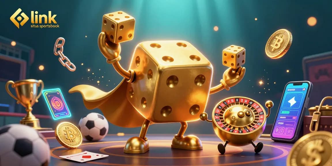 Win big with link situs sportsbook in this vibrant sports betting-themed 3D illustration full of action.