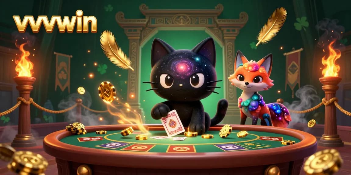 Experience the thrilling excitement of vvvwin's cosmic casino with captivating characters and vibrant elements.