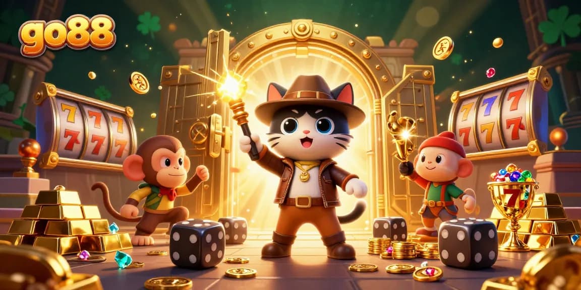 Experience thrilling wins at go88 as a cat explorer discovers golden treasures in an ancient casino temple.