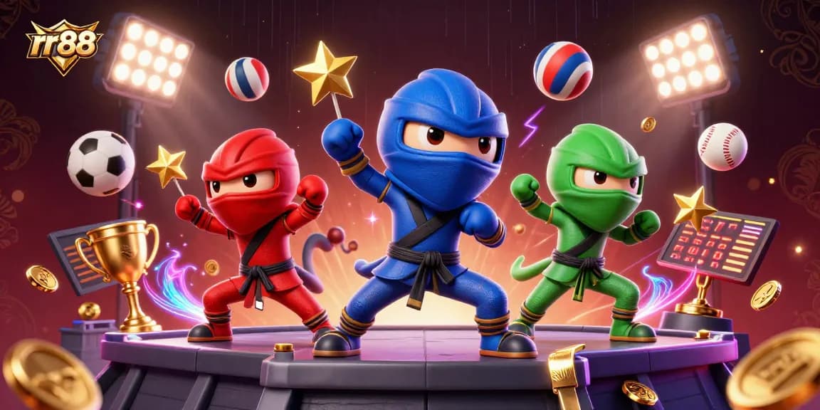 Experience rr88 sports betting excitement with dynamic 3D characters and vivid background details.
