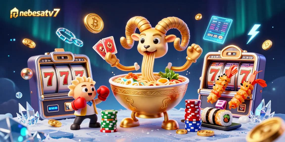 Experience thrilling slots and jackpots with nebesatv7's engaging 3D casino scene featuring unique characters.