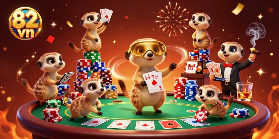 Sneak away chips at 82 vn's vibrant meerkat casino, hosting a unique gambling experience with card games.