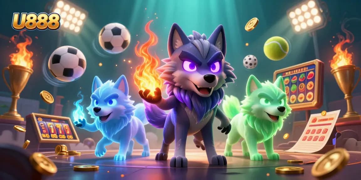 U888 showcases intense sports action with ghostly wolves and dynamic betting elements.