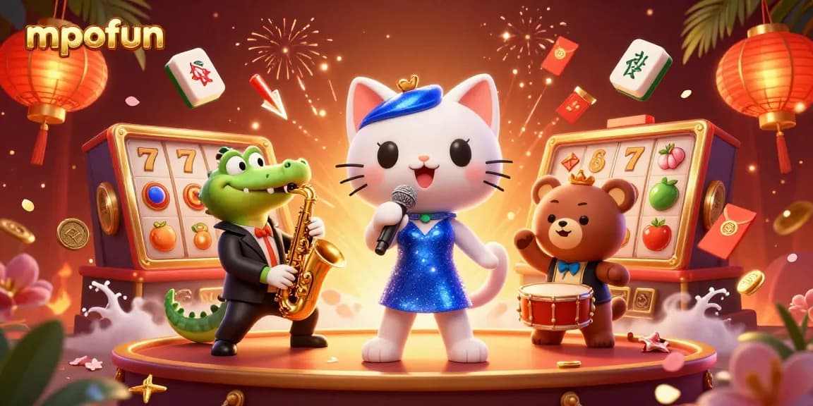 Spin to win with MPOFUN's exciting slot games filled with fun characters in vibrant scenes.