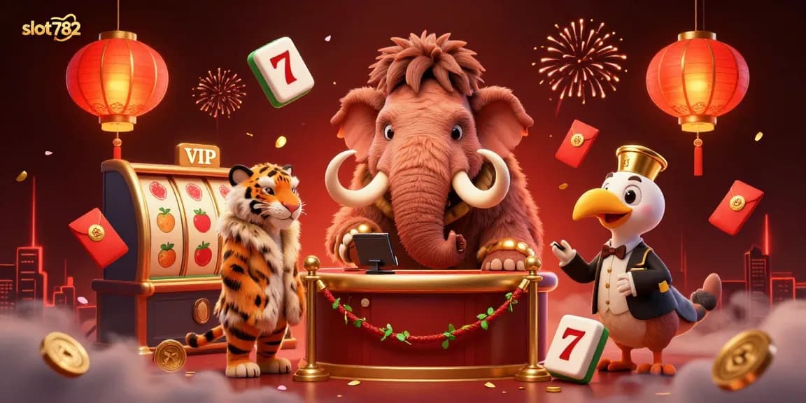 Experience thrilling slot782 gameplay with the woolly mammoth bouncer, lucky 7s, and rich casino atmosphere.