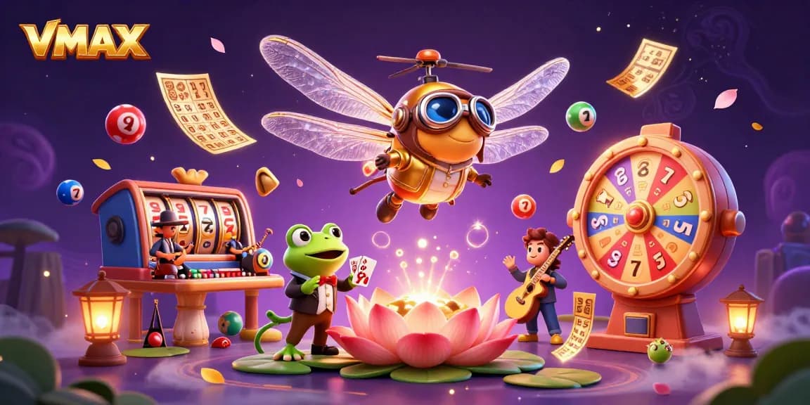 Engage with VMAX as a helicopter pilot and frog dealer entertain in a lively casino scene.