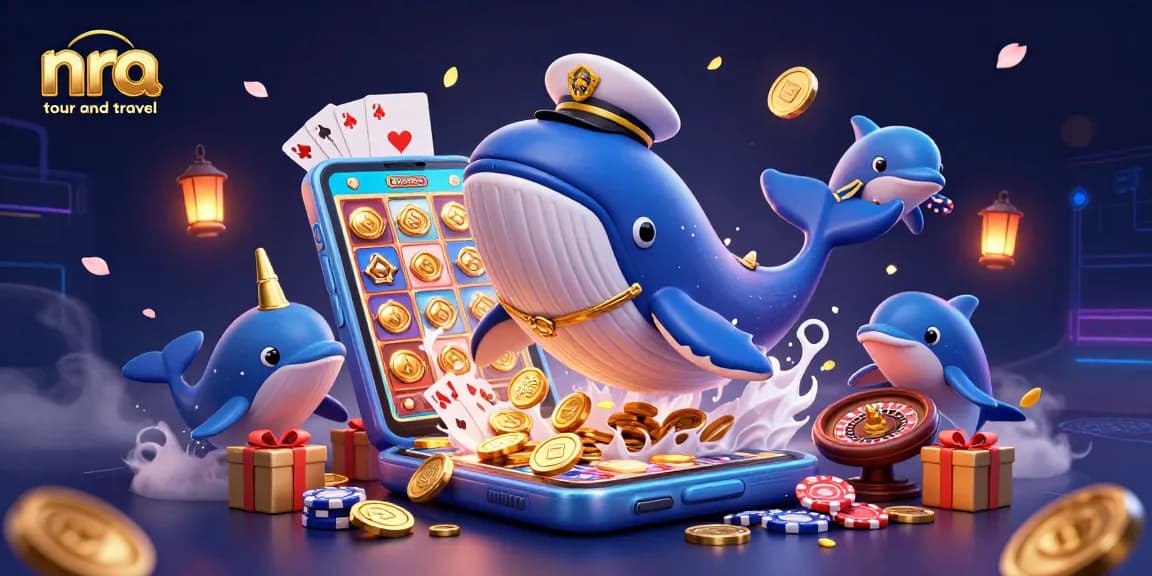 Engage in thrilling gameplay with nra tour and travel highlighted among a vibrant casino scene featuring animated characters.