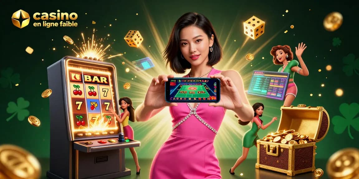 Engagez-vous avec un casino en ligne fiable à travers une illustration immersive représentant l'excitation du jeu numérique.