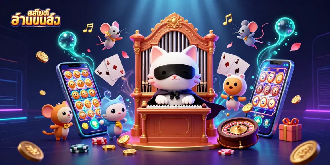 Engage in the excitement of កាស៊ីណូអនឡាញ with colorful slots, vivid casino elements, and animated characters.