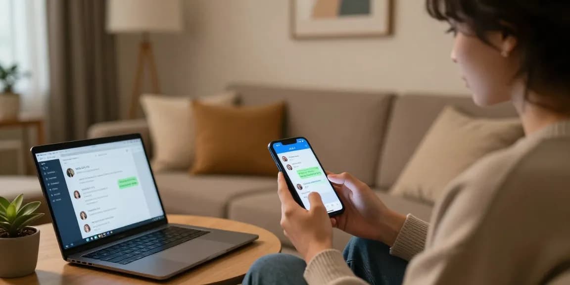 Engaging NSFW AI chat interaction in a cozy living room setting, showcasing virtual conversations.