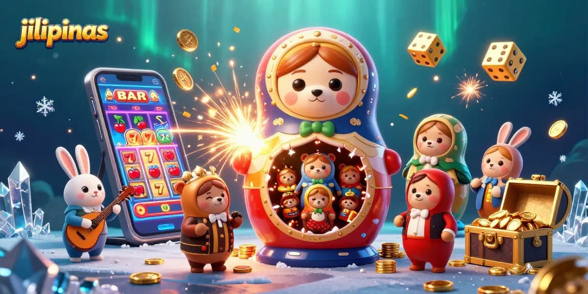 Play exciting jackpots at Jilipinas with vibrant slot machines and captivating game scenes.