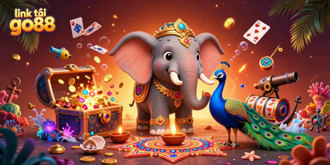 Engage with link tải go88 for immersive gaming experiences in this vibrant 3D casino illustration.
