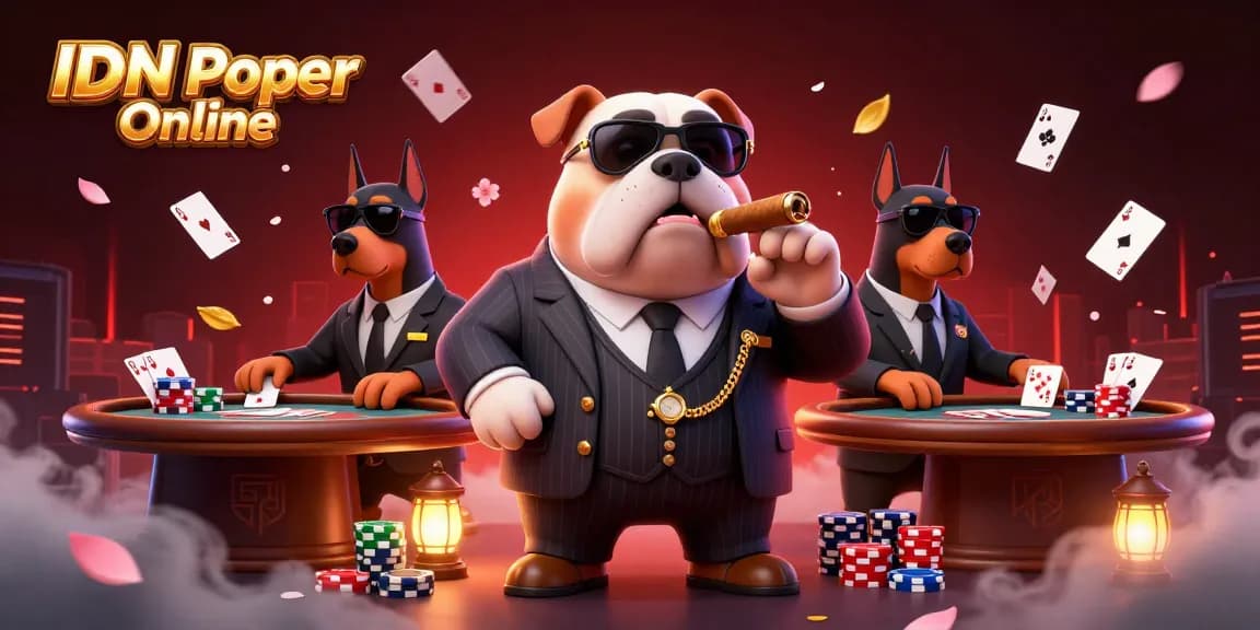 Experience the thrill of IDN Poker Online with an engaging casino-themed 3D illustration.