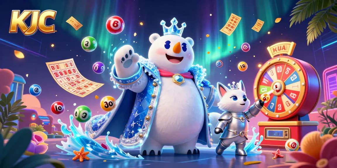 Engage in thrilling KJC gaming adventures with colorful lottery elements and dynamic characters.