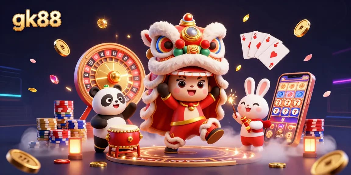 Experience thrilling wins with gk88's vibrant lion dance celebrating casino jackpots and gaming excitement.