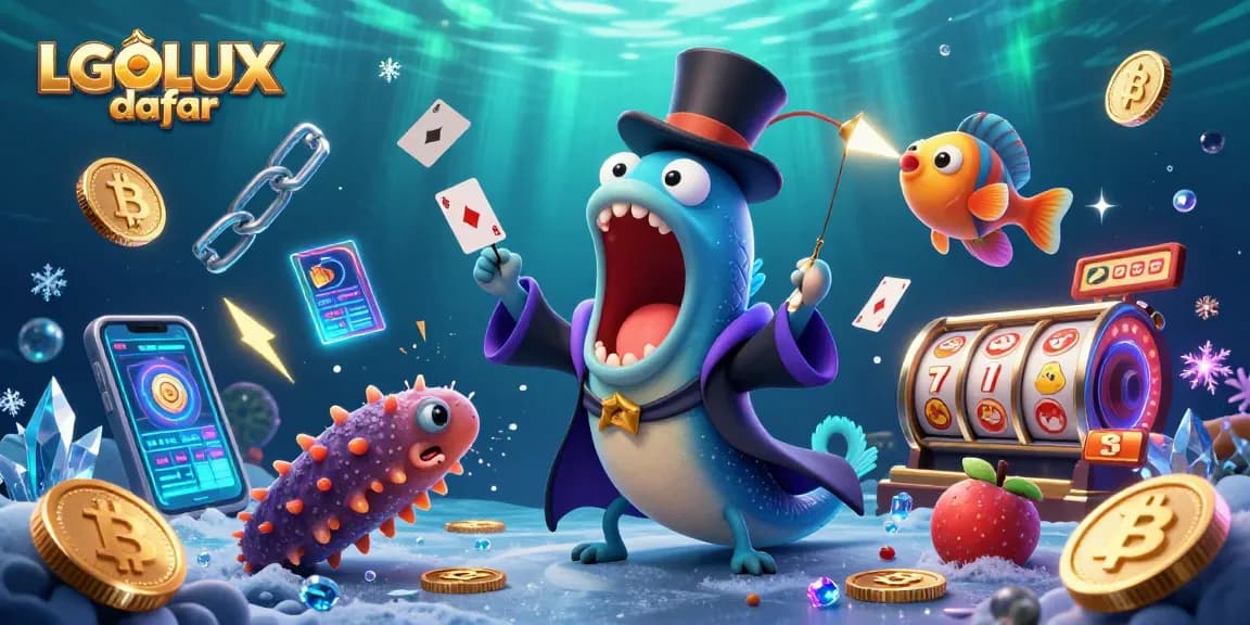Experience exciting gameplay at LGOLUX daftar with vibrant characters performing magical card tricks in a casino-themed scene.