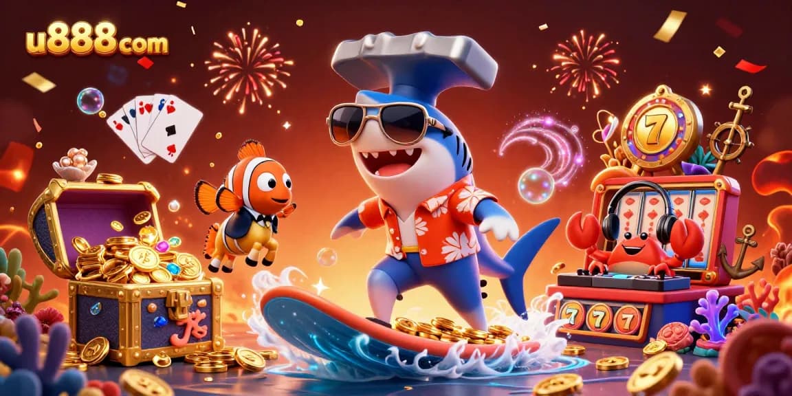 Surf dynamic games at u888com with thrilling shark adventures and vibrant casino elements!