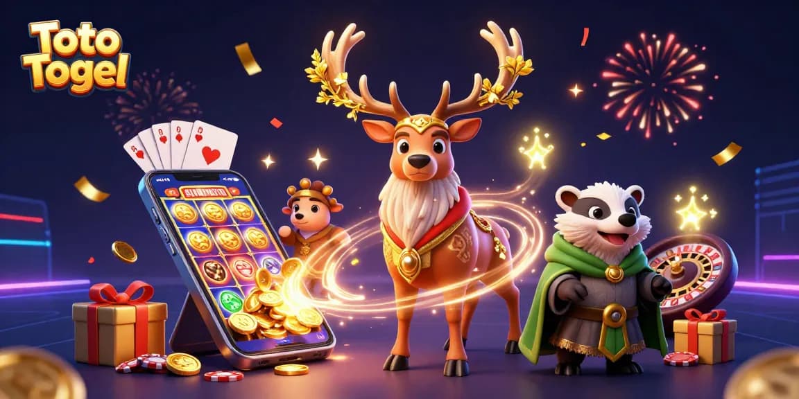 Toto Togel membawa keberuntungan dengan ilustrasi kasino yang penuh warna dan simbol keberuntungan