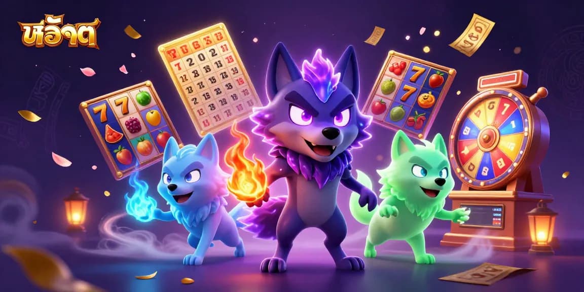 Experience excitement with สล็อต through vibrant slot machine symbols and animated characters.
