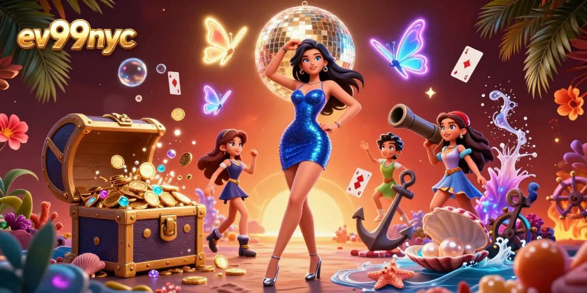 Engage with ev99nyc's vibrant casino scene featuring stunning 3D elements and dynamic characters