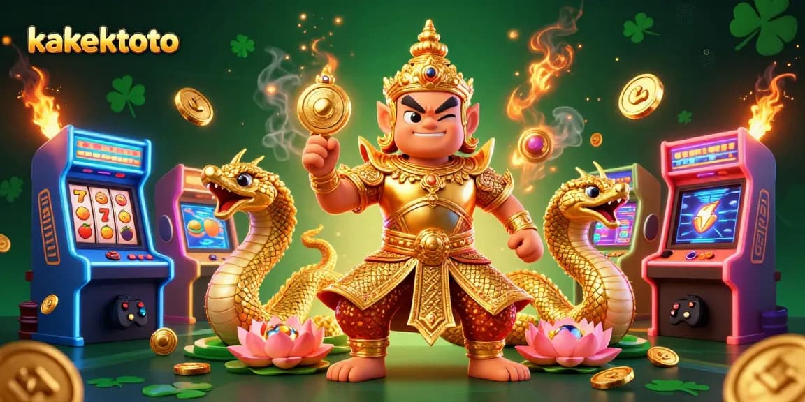 Kakektoto showcases an energetic scene with a friendly Thai guardian and casino elements.