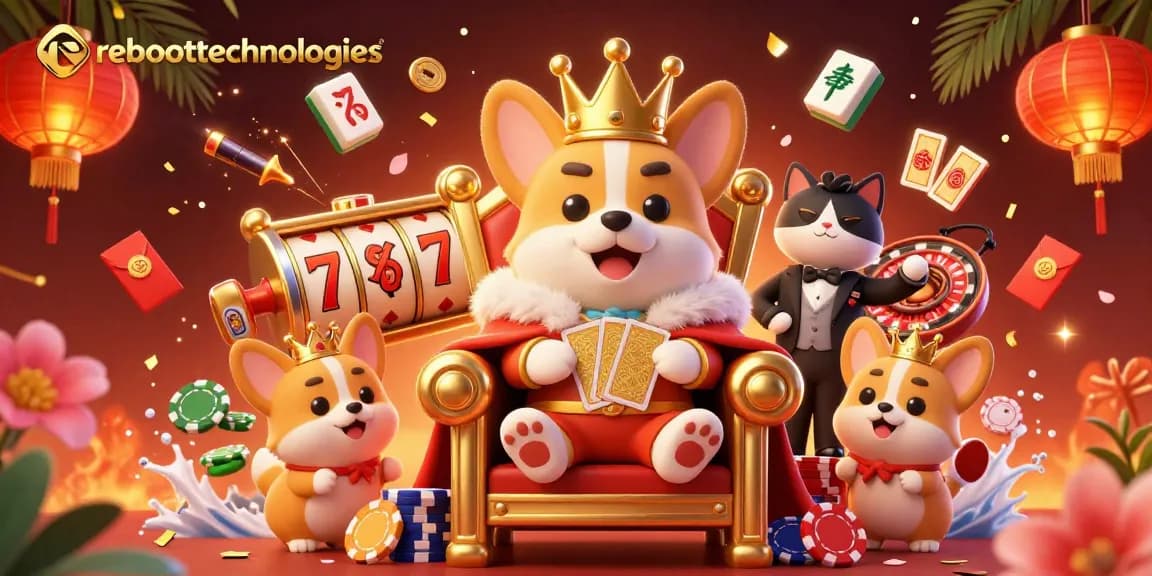 Join the royal corgi and cat butler for an exciting gaming adventure with reboottechnologies' slots and poker!