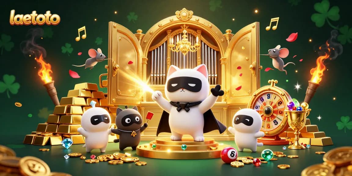 Experience thrilling action on laetoto with colorful lottery balls and treasure in vibrant 3D illustration
