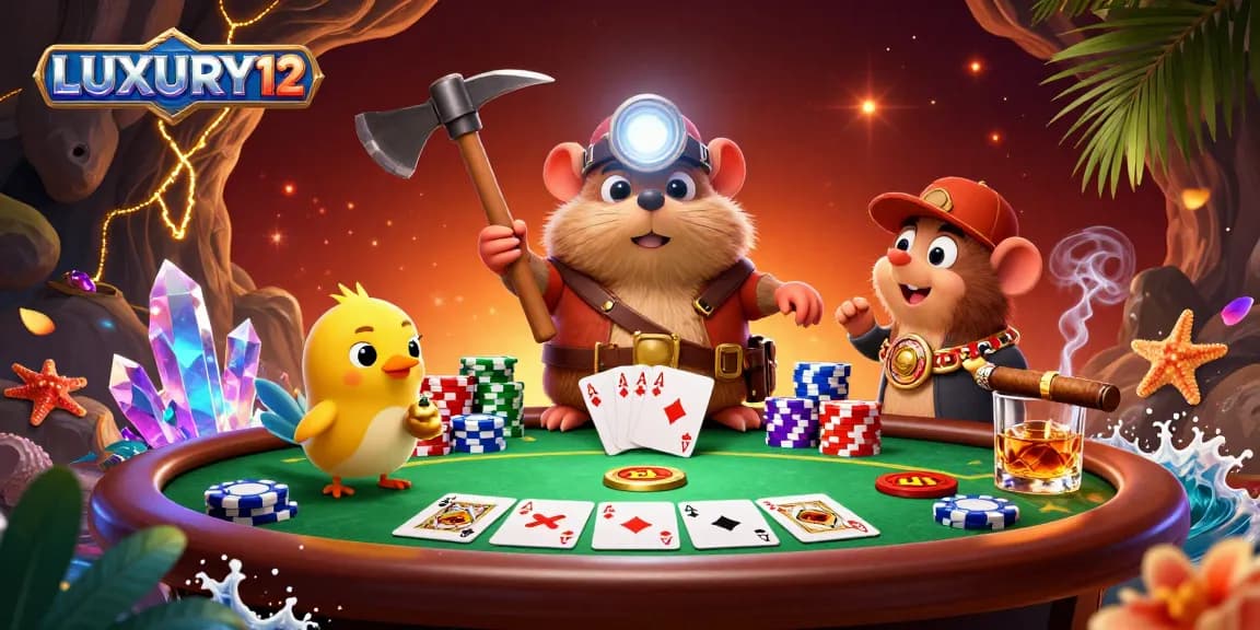 LUXURY12 offers thrilling slot experiences, showcasing exciting poker elements and vibrant gaming action.