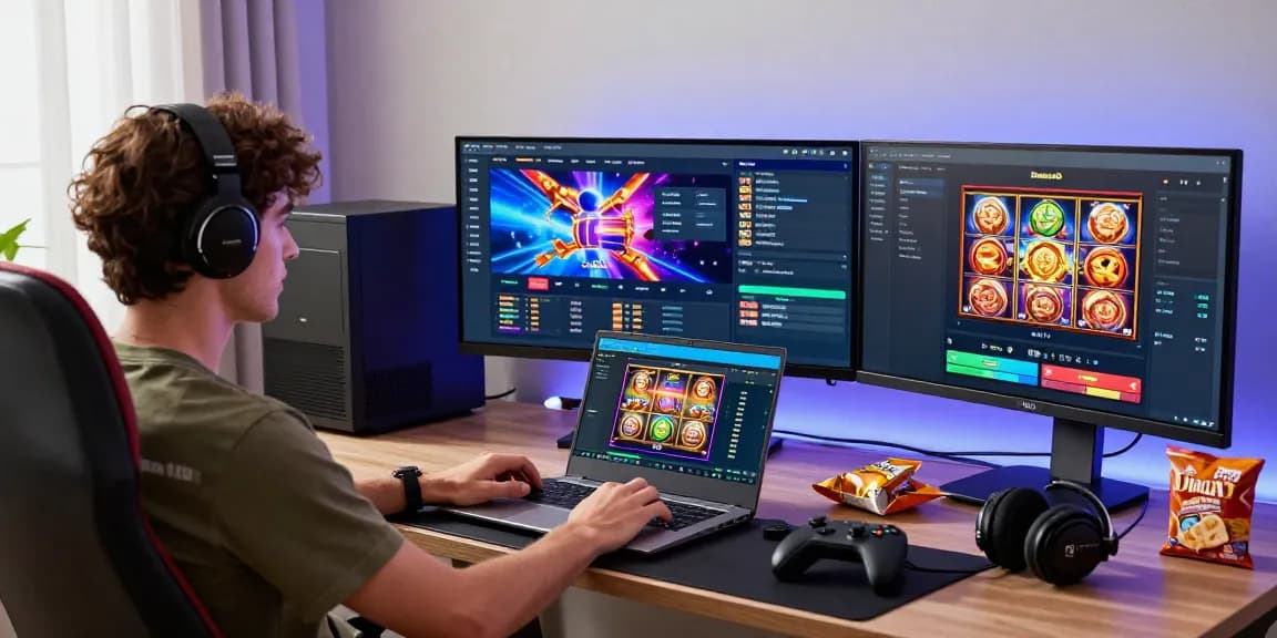 Pengguna diana4d bermain di platform slot online modern dengan suasana gaming yang energik.