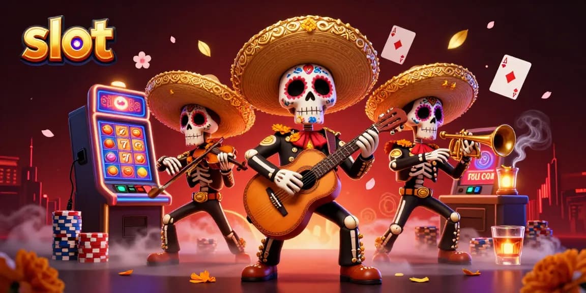 Experience exhilarating slot gaming with a vibrant mariachi band in this lively casino scene.