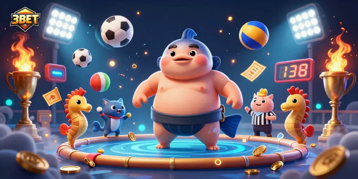 Experience dynamic gaming at 3BET with fugu and catfish referee in a vibrant underwater casino.
