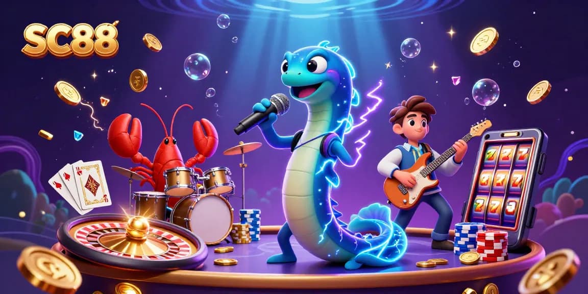 Experience thrilling underwater gaming with SC88, featuring vibrant characters and dynamic casino elements.