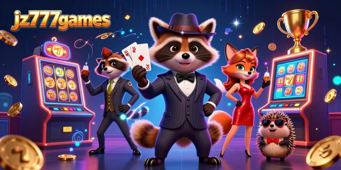 Experience exciting wins with jz777games in a vibrant casino-themed 3D illustration.
