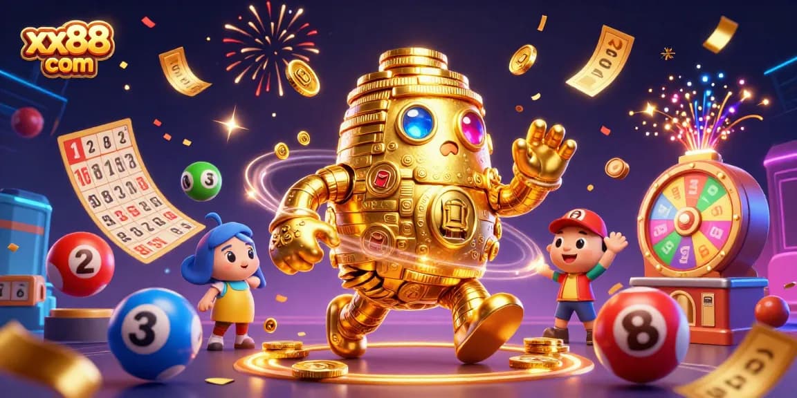 Spin to win at xx88 com with this vibrant, engaging lottery and gaming illustration.