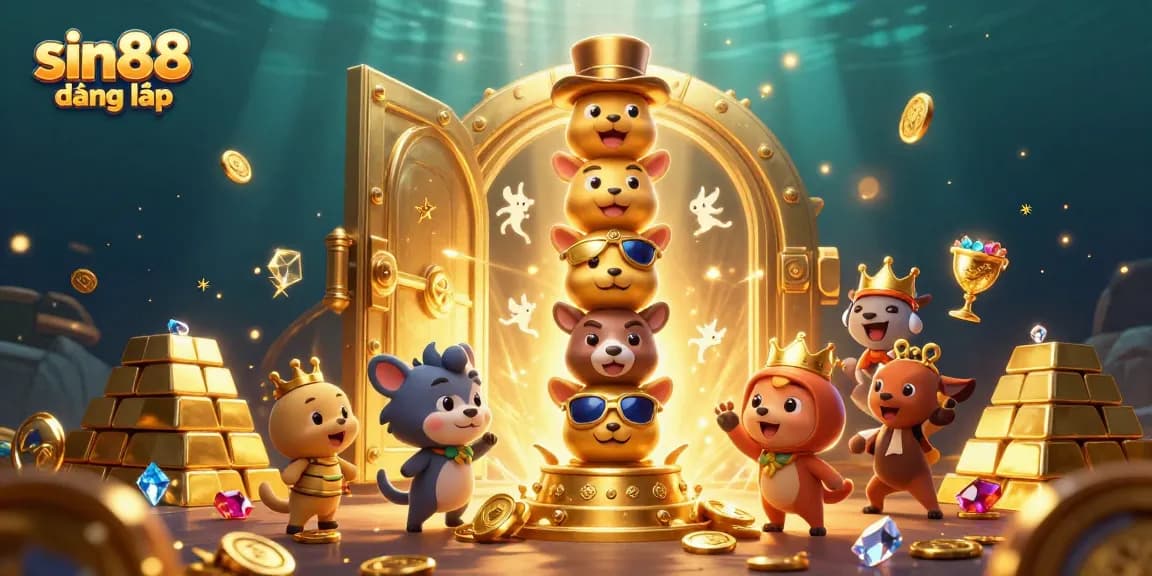 Experience sin88 đăng nhập with vibrant casino themes featuring golden treasures and lively character elements.
