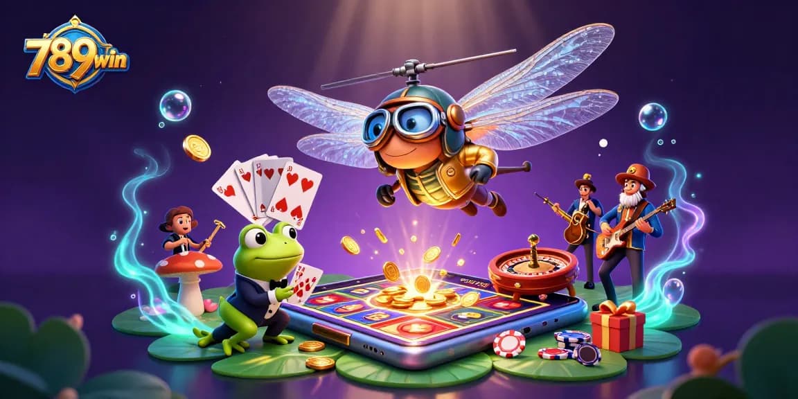 Experience dynamic gaming with 789win, featuring vibrant characters and thrilling casino elements.