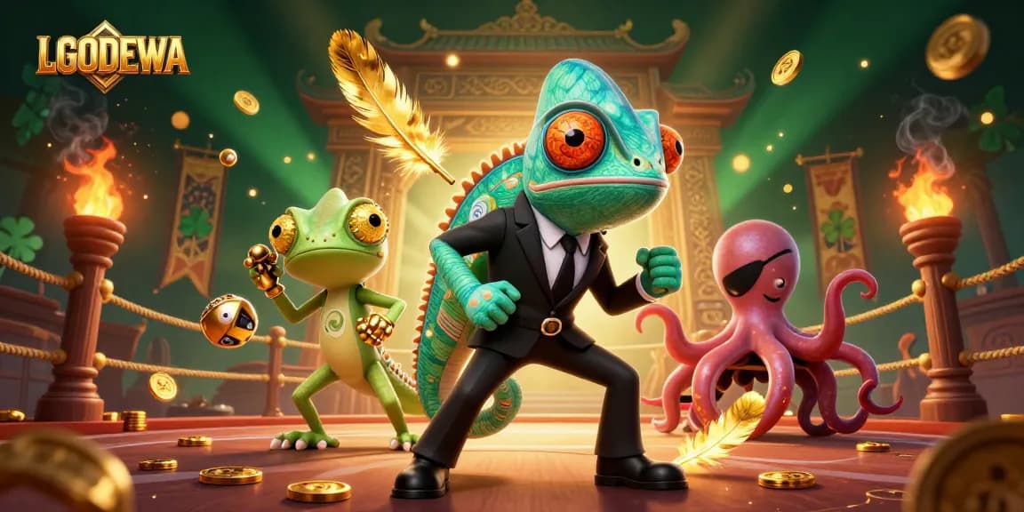 Engage with LGODEWA's vibrant 3D scene featuring dynamic secret agent characters under casino atmosphere.