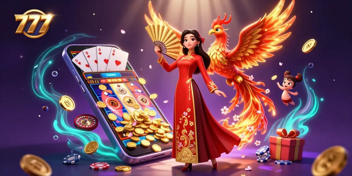 Win big at 777 slots with an enchanting illustration of a casino scene featuring vibrant gameplay.