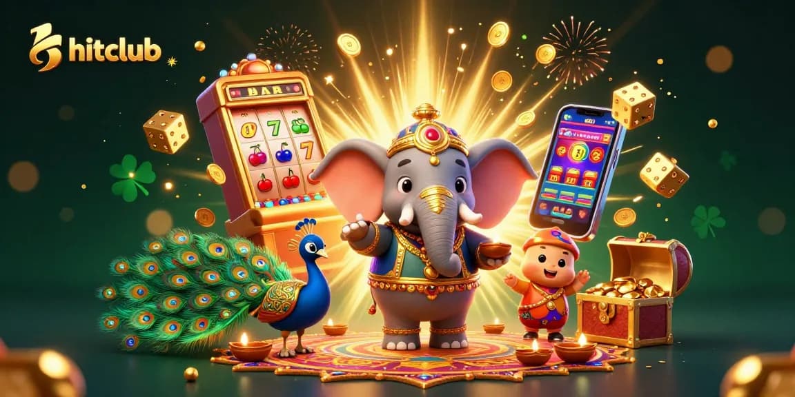 Experience the thrills of hitclub with vibrant casino elements, including slot machines and golden treasures.