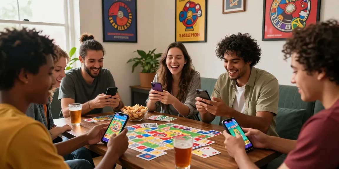 Play online Card Rummy with friends in a vibrant lounge setting, showcasing engaging gameplay and camaraderie.
