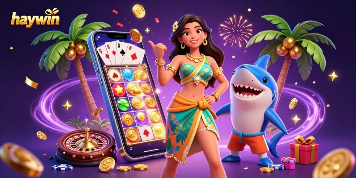 Experience exciting gaming at haywin with vibrant slot reels and rich casino elements.
