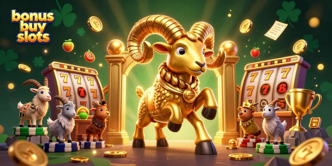 Experience thrilling bonus buy slots in a dynamic 3D casino illustration featuring golden elements and excitement.