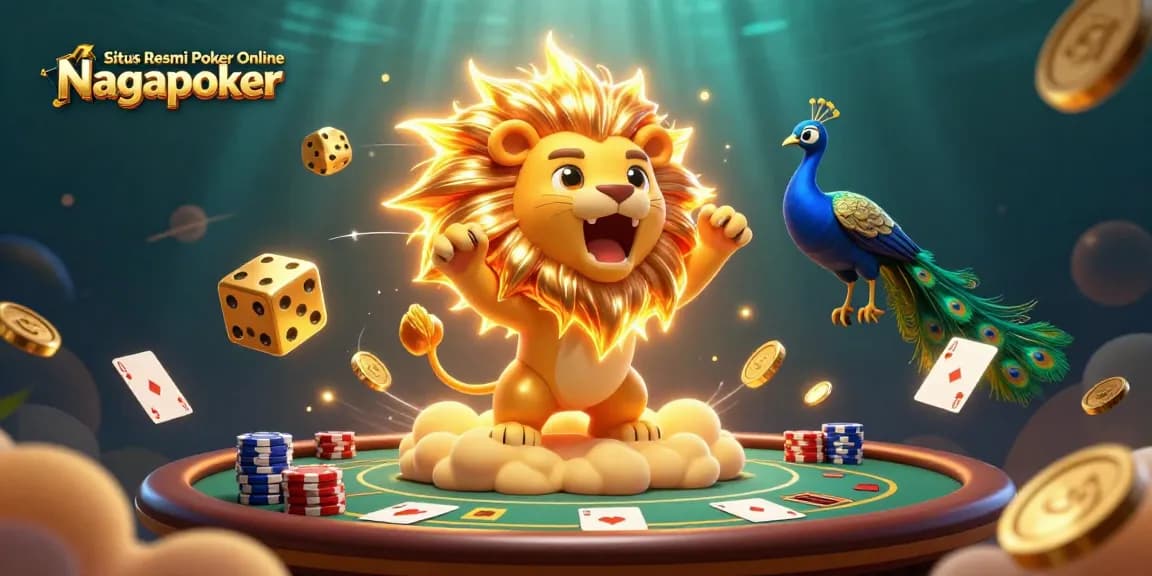 Situs Resmi Poker Online Nagapoker showcases a vibrant 3D poker scene with engaging dynamic elements and rich details.