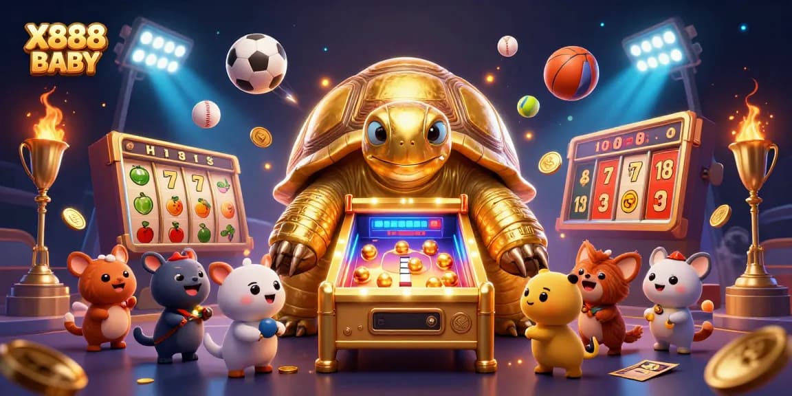 X888 BABY captures the excitement of winning with a golden tortoise as a pinball machine and dynamic slots.