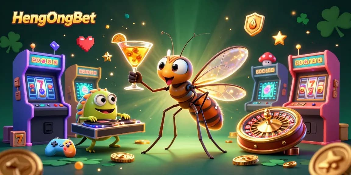 Experience gaming excitement at HengOngBet with colorful characters and vibrant casino elements.