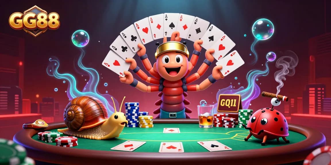 GG88 players enjoy an immersive table experience with vibrant 3D casino characters and elements.