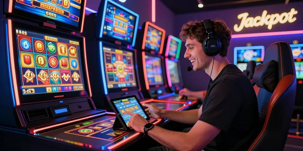Exciting mpo777 online slot gaming experience with player engaged in colorful slot machine graphics.