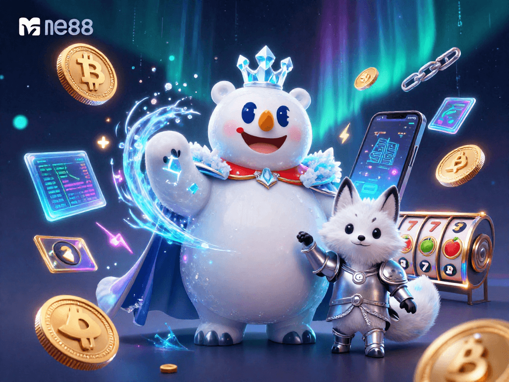 Play at me88 and enjoy vibrant casino elements with the ice king and snow fox.
